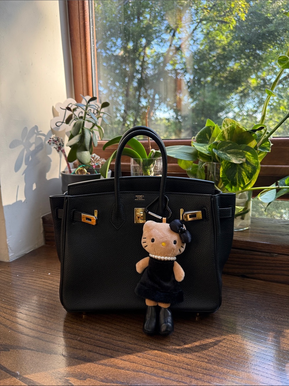 H handbag Togo leather Black 25cm